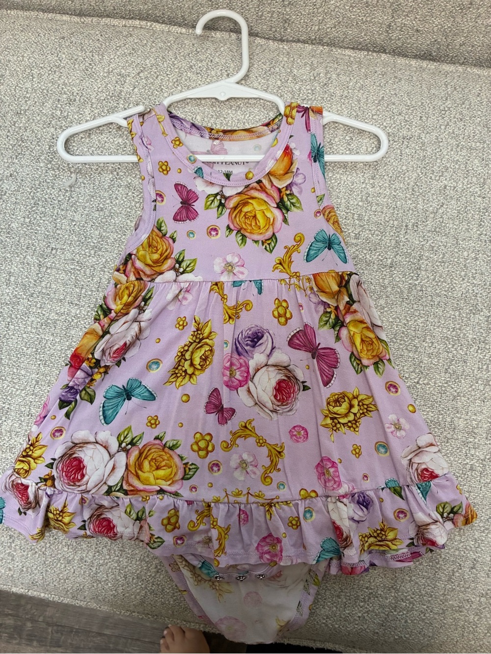 Posh Peanut Lavender Floral & Butterfly One-Piece Bodysuit